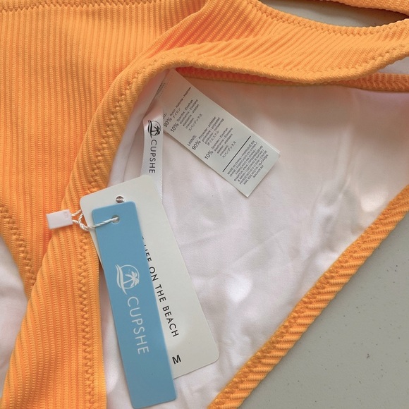 Cupshe Bikini Set Swimsuit Ribbed Orange Size Medium - Picture 4 of 7